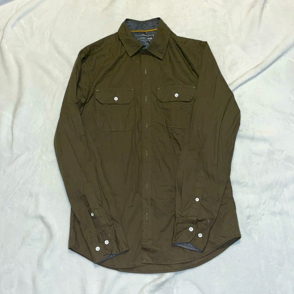 Olive green men’s button up